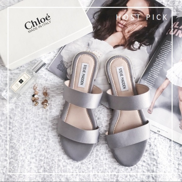 Steve Madden Shoes - FLASH SALE✨Steven Madden Gray Satin Shirley Sandal